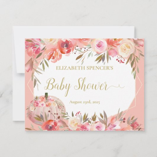 Elegant Pumpkin Mam's Belly Size Baby shower Game Kaart (Achterkant)