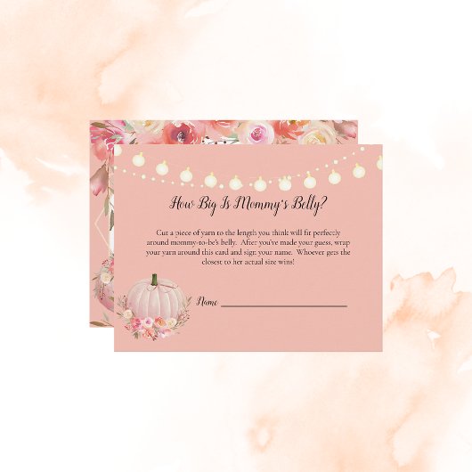 Elegant Pumpkin Mam's Belly Size Baby shower Game Kaart
