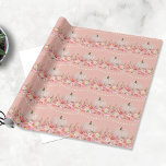 Elegant Pumpkin Pattern | Blush roze Cadeaupapier<br><div class="desc">Een zoet pompoenpatroon met roze,  koraal en gele bloemen eronder. Koord licht boven pompoen op een wazige roze achtergrond.</div>