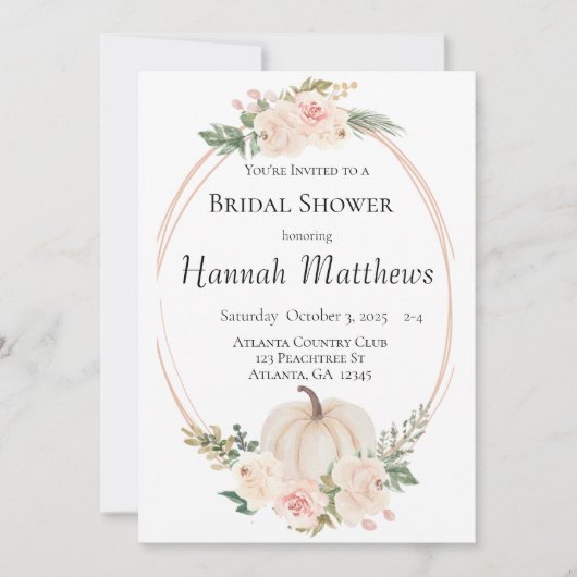 Elegant Pumpkin Theme Bridal Shower Kaart (Voorkant)