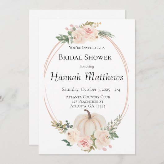 Elegant Pumpkin Theme Bridal Shower Kaart (Voorkant / Achterkant)