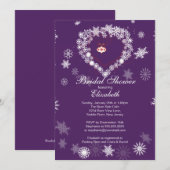 Elegant Purpl Snowflake Heart Winter Vrijgezellenf Kaart (Voorkant / Achterkant)