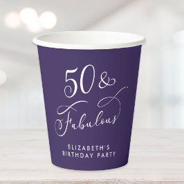 Elegant Purple 50th Birthday Party Papieren Bekers