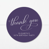 Elegant Purple 50th Birthday Party Thank You Ronde Sticker