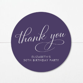 Elegant Purple 50th Birthday Party Thank You Ronde Sticker