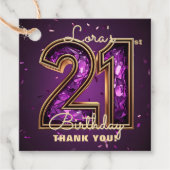 Elegant Purple Amethyst Gold 21st Birthday Party Bedankjes Labels (Voorkant)