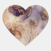 Elegant Purple and Gold Agate Wedding Favor  Hart Sticker (Voorkant)