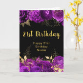 Elegant Purple and Gold Flowers Birthday Kaart (Gele Bloem)