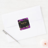 Elegant Purple and Gold Flowers Birthday Party Vierkante Sticker (Envelop)