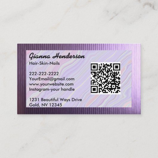 Elegant Purple And Light Purple Iridescent  Visitekaartje (Achterkant)