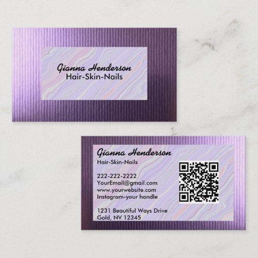 Elegant Purple And Light Purple Iridescent  Visitekaartje (Voorkant / Achterkant)