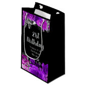 Elegant Purple and Silver Flowers Birthday  Klein Cadeauzakje (Voorkant Gekanteld)