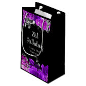 Elegant Purple and Silver Flowers Birthday  Klein Cadeauzakje (Achterkant Gekanteld)