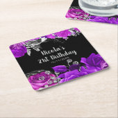Elegant Purple and Silver Flowers Birthday Party  Kartonnen Onderzetters (Schuin)