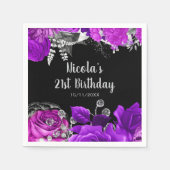 Elegant Purple and Silver Flowers Birthday Party  Servet (Voorkant)