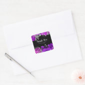 Elegant Purple and Silver Flowers Birthday Party  Vierkante Sticker (Envelop)