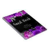 Elegant Purple and Silver Flowers Guest Book Notitieboek (Rechterzijde)