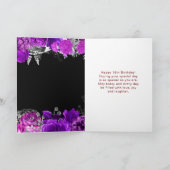 Elegant Purple and Silver Flowers Sweet Sixteen  Kaart (Binnen)