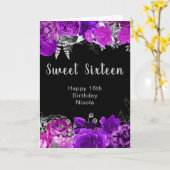 Elegant Purple and Silver Flowers Sweet Sixteen  Kaart (Gele Bloem)