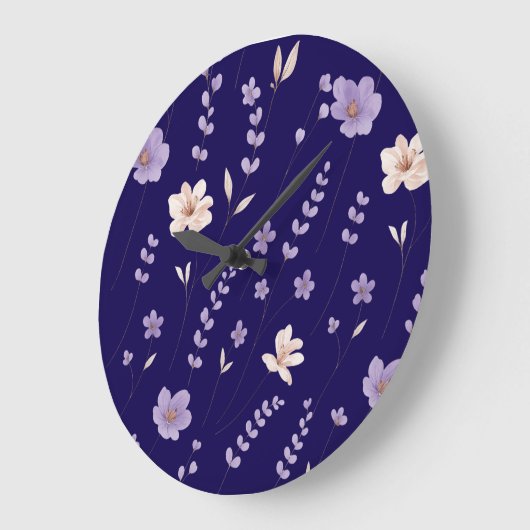  Elegant Purple & Beige Floral Pattern Grote Klok (Hoek)