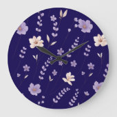  Elegant Purple & Beige Floral Pattern Grote Klok (Voorkant)