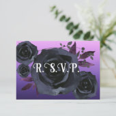 Elegant Purple Black Rose Photo RSVP Kaart (Staand voorkant)