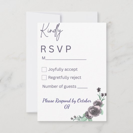Elegant purple & black watercolor RSVP Card (Voorkant)