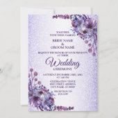 Elegant Purple Blue Pink Floral Glitter Wedding Kaart (Voorkant)