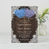 Elegant Purple Blue Rustic Floral Wedding Kaart (Staand voorkant)