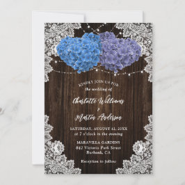 Elegant Purple Blue Rustic Floral Wedding Kaart