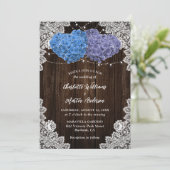 Elegant Purple Blue Rustic Floral Wedding Kaart (Staand voorkant)