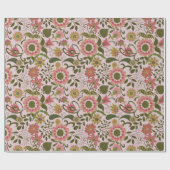 Elegant Purple Boho Flowers on Pink Cadeaupapier (Vlak)