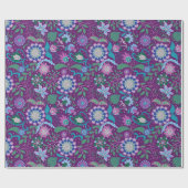 Elegant Purple Boho Flowers on Purple Cadeaupapier (Vlak)