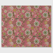 Elegant Purple Boho Flowers on Rose Pink Cadeaupapier (Vlak)