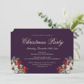 Elegant Purple Botanical Christmas Holiday Party Kaart (Staand voorkant)