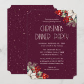 Elegant Purple Botanical Christmas Holiday Party Kaart (Voorkant / Achterkant)