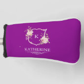 Elegant Purple Botanical Crest Feminine Monogram Golfheadcover (Voorkant)