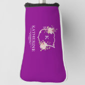 Elegant Purple Botanical Crest Feminine Monogram Golfheadcover (Draai 90)