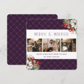 Elegant Purple Botanical Newlywed Feestdagenkaart (Voorkant / Achterkant)