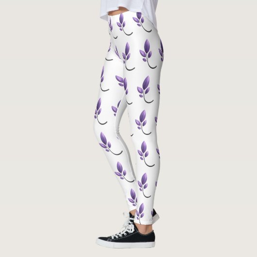 Elegant Purple Botanical Pattern Leggings (Links)