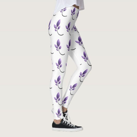 Elegant Purple Botanical Pattern Leggings (Rechts)