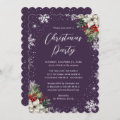 Elegant Purple Botanical Snowflake Christmas Party Kaart (Voorkant / Achterkant)