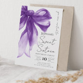 Elegant Purple Bow Coquette Script Sweet 16 Party  Kaart