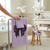 Elegant Purple Bow Striped Bathroom Set Bad Handdoek