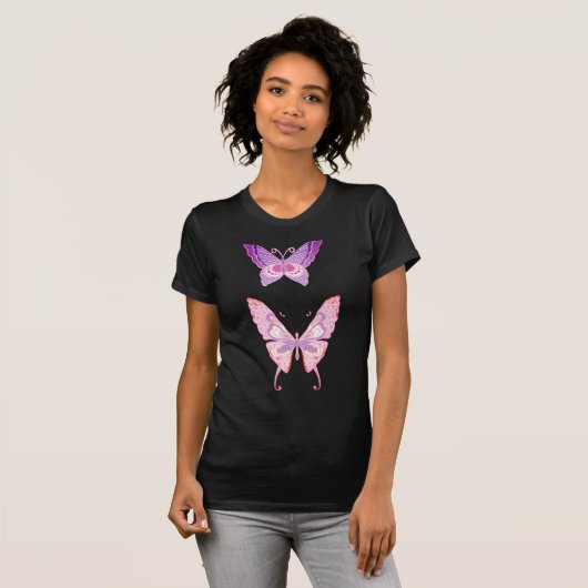 Elegant Purple Butterfly Duo T-Shirt (Voorkant volledig)