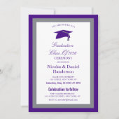Elegant purple caps graduation ceremony invitation kaart (Voorkant)