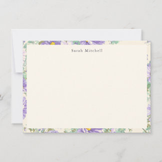 Elegant Purple Cosmos Floral Personalized Notecard Notitiekaartje