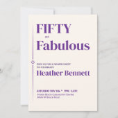 Elegant Purple Cream Fifty Fabulous Birthday Kaart (Voorkant)
