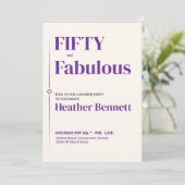 Elegant Purple Cream Fifty Fabulous Birthday Kaart (Staand voorkant)