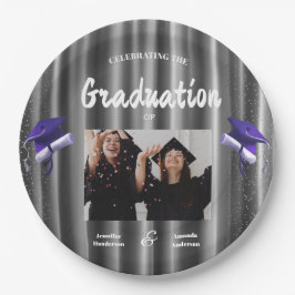 Elegant purple double graduation  2 photo  papieren bordje
